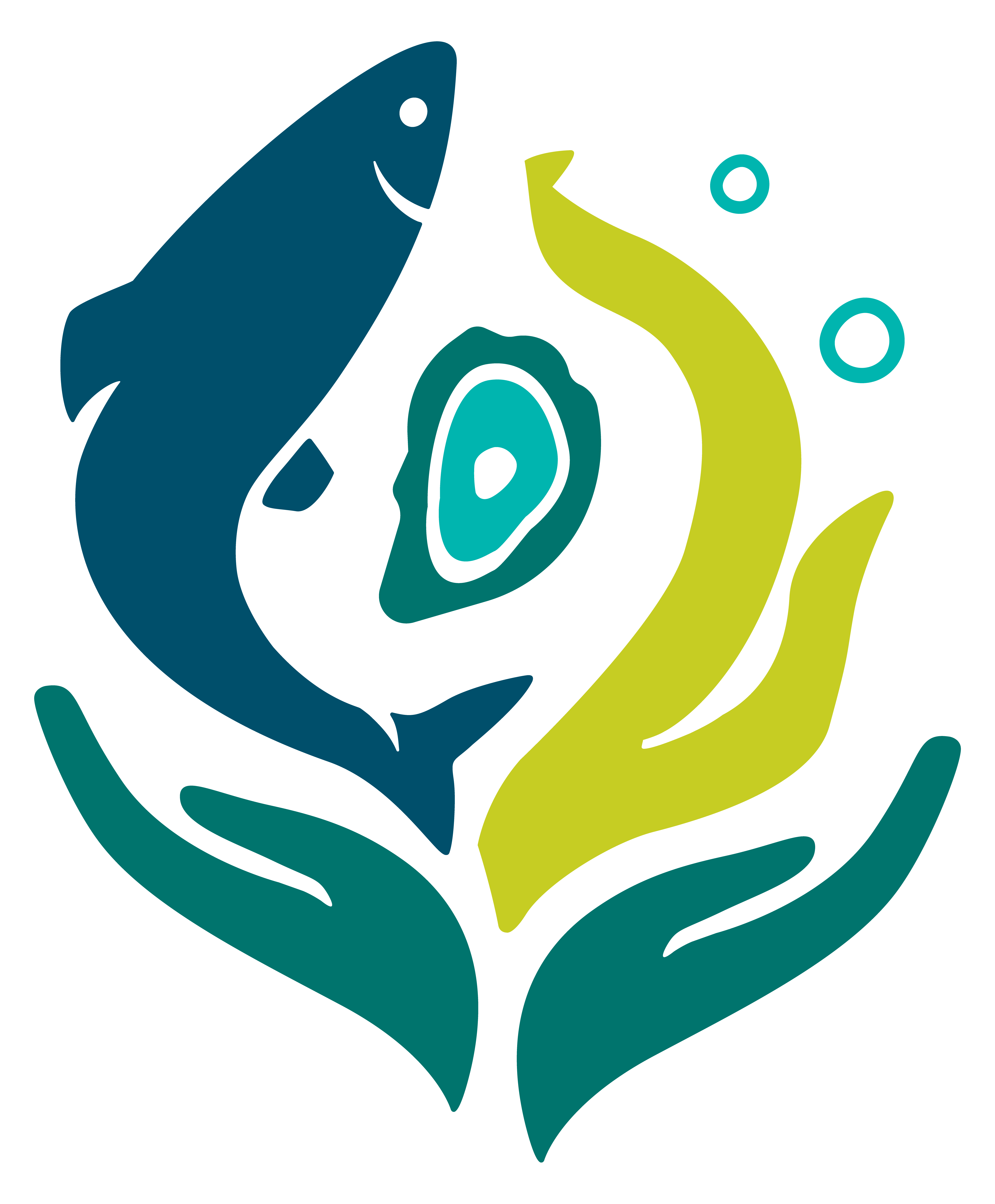 The Maine Aquaculture Logo including a fish and kelp